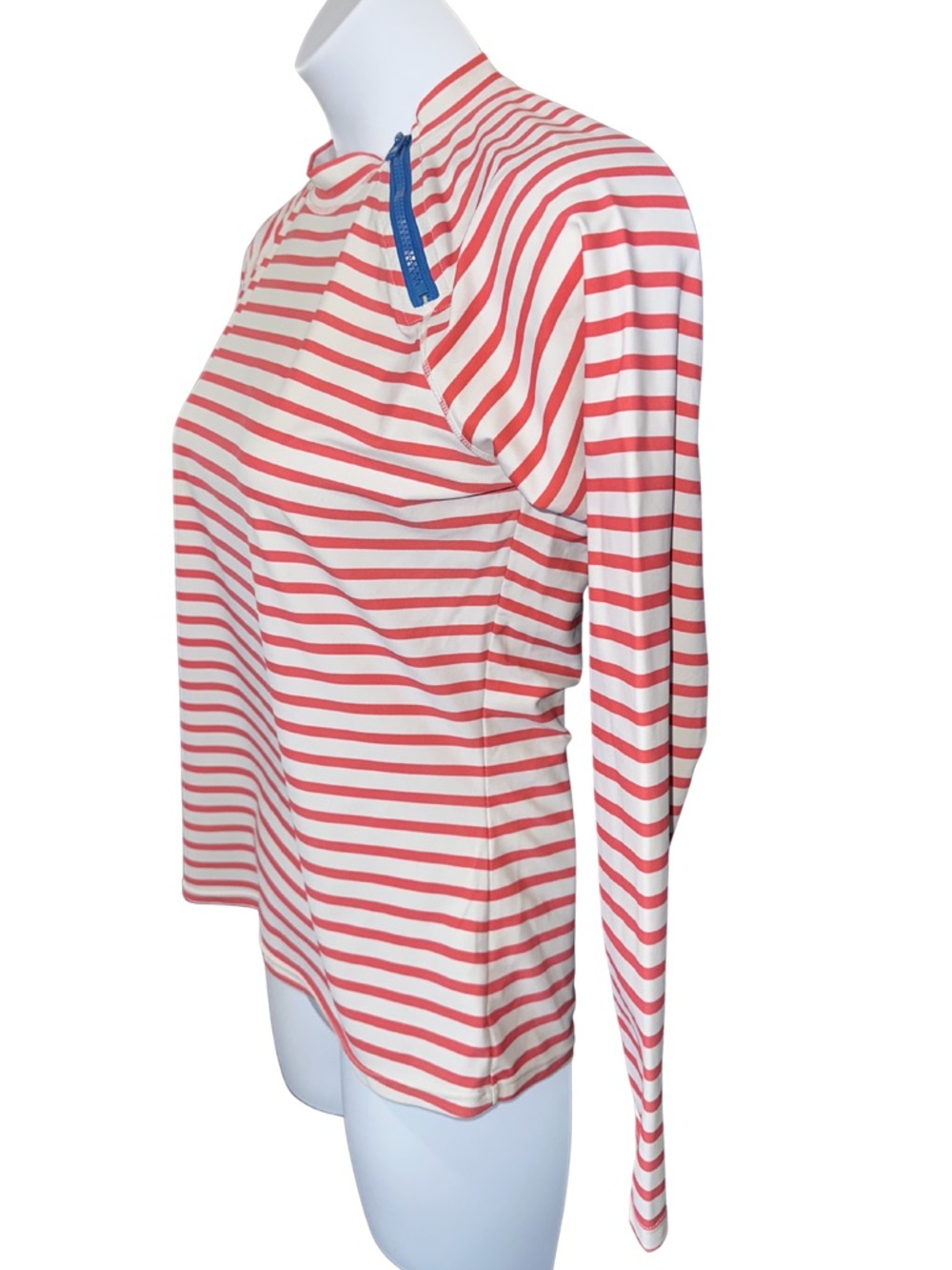 Cabana Life Women’s Large Red/White Striped UPF50+ Long-Sleeve Zipper Rashguard - Picture 3 of 6